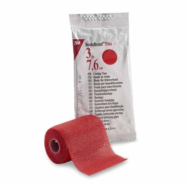 3M Scotchcast Cast Tape 3 Inch X 12 Foot Fiberglass / Resin Red, 10PK 82003R - main